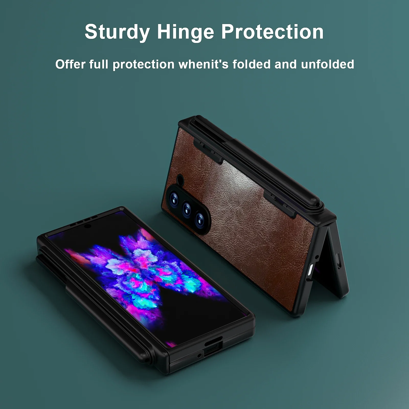 

For Samsung Galaxy Z Fold 6 Case Skin-Friendly Matte Leather Folding Hinge Bracket With Tempered Film Shockproof Protection Case