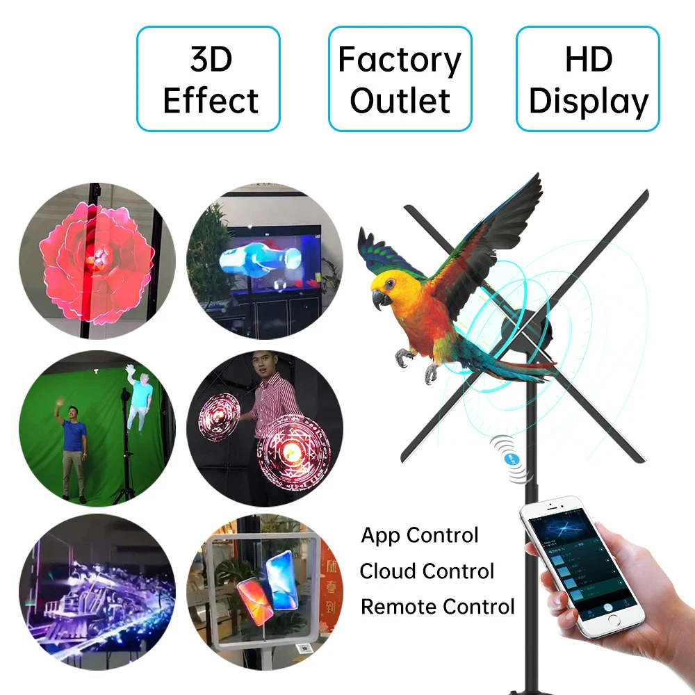 COEUS UHD-proyector holográfico 3D de ojo desnudo, reproductor de holograma, ventilador LED, pantalla estereoscópica, imagen, publicidad, decoración de luz