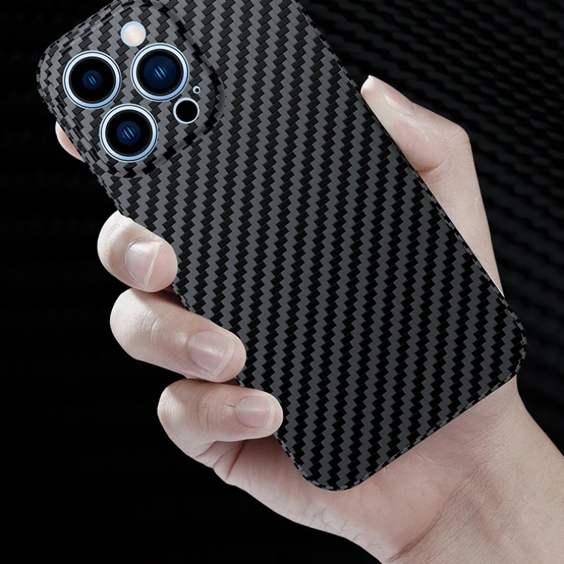 

For IPhone 13 Pro Max Case Pure Carbon Fiber Fine Hole Camera Thin Aramid Fiber Phone Cover for IPhone 13pro 13promax