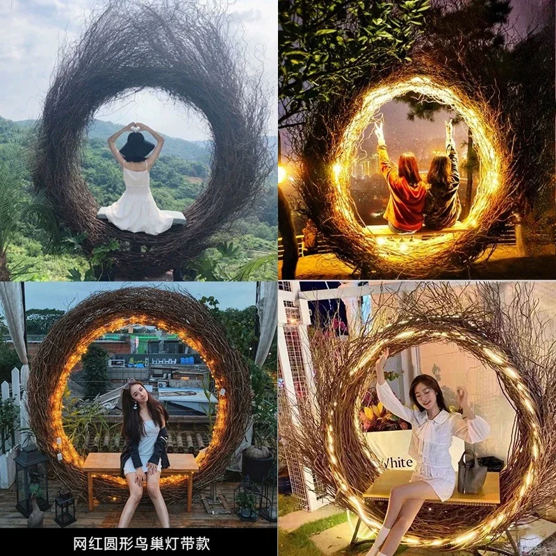 Internet celebrity bird's nest hanging chair swing outdoor Bali clock in photo props floor rattan rocking chair decorative