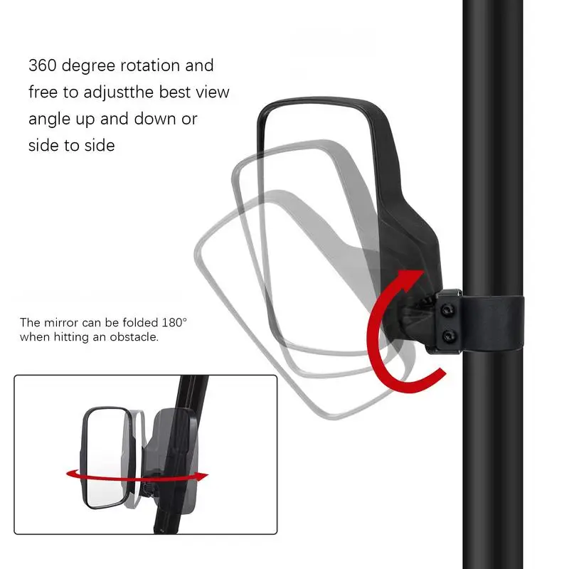 Utv Mirrors Side View 360 Degree Adjustable Conversion Reversing Mirror Utv Replacement Parts For 1.75 To 2 Roll Cage Vehicle