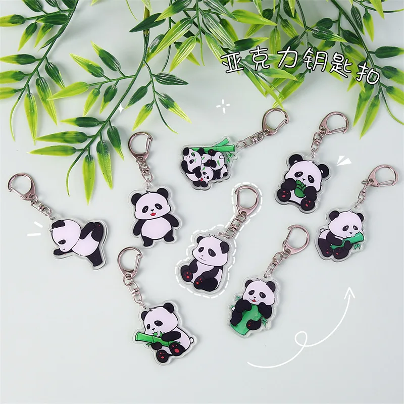 Cartoon acrylic panda keychain and schoolbag pendant
