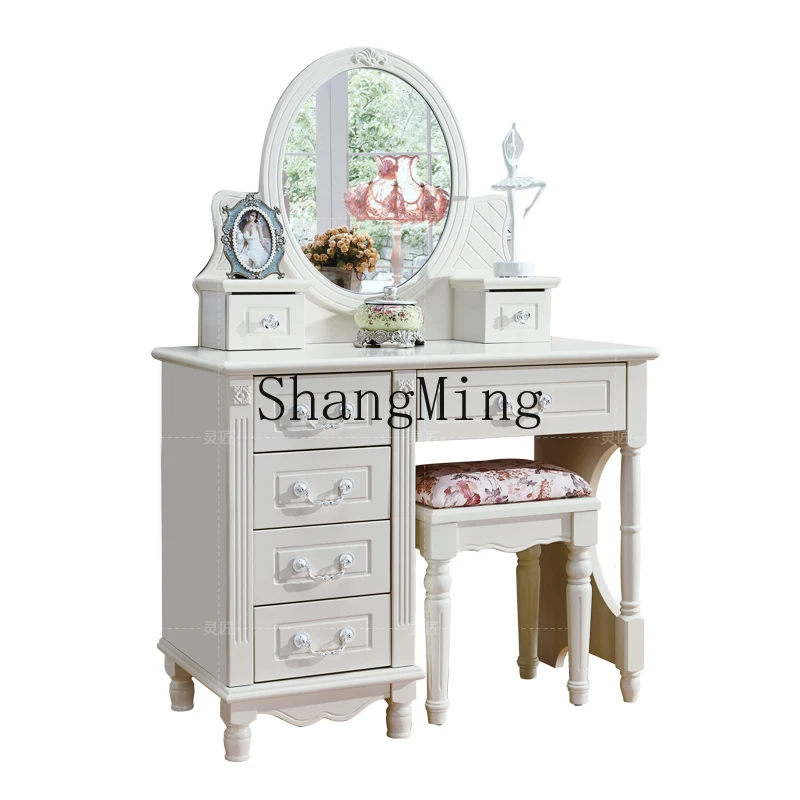 

ZYY small apartment bedroom pastoral assembly mini drawer simple solid wood modern makeup table