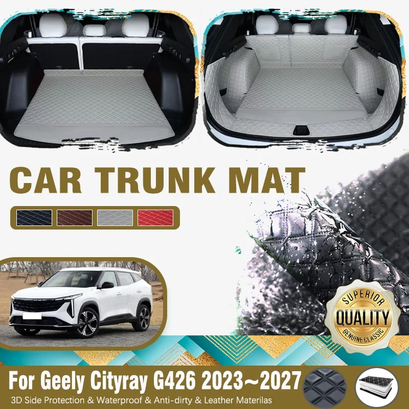 Car Cargo Covers For Geely Boyue Cool Cityray G426 2023 2024 2025 2026 2027 Leather Rear Trunk Mats Storage Pad Auto Accessories