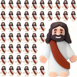 24Pack Miniature Jesus Statues PVC Tabletop Religious Figures for Christmas Easter Halloween & Hanukkah Christian Decorations