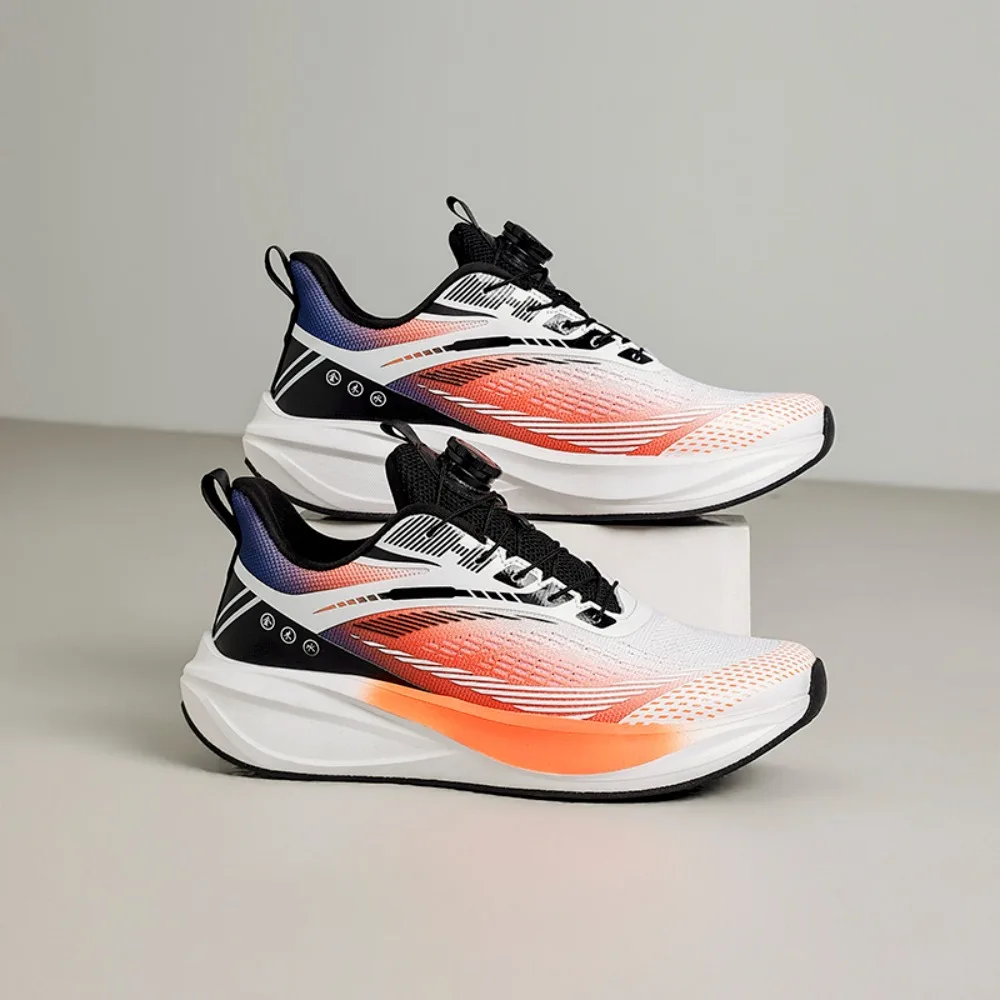 Spring Summer Men's Running Shoes Trendy Carbon Plate Rotation Buckle Shock Absorption Lightweight Breathable Sports Sneakers