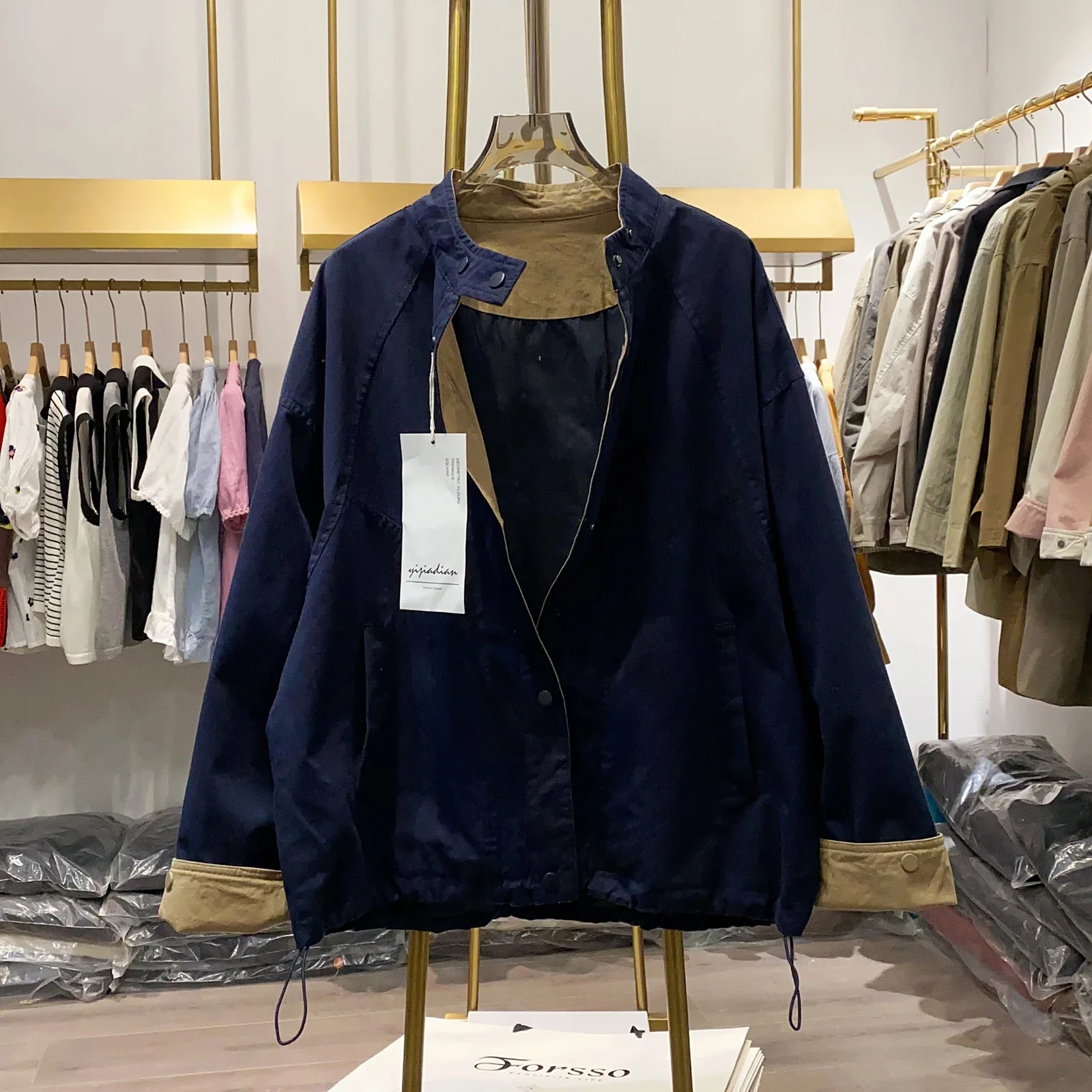 

Spring and Autumn European Goods New Women's Windbreaker Jacket Commuter Loose Work Jacket