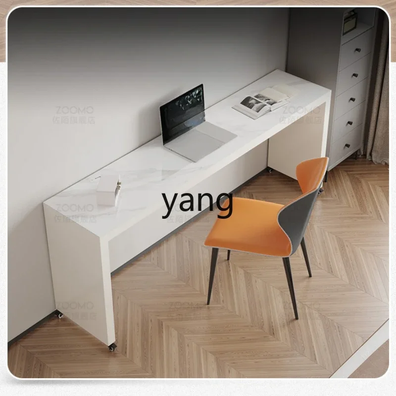XYY mobile rock slab desk with wheels light luxury bedroom bedside writing and reading long table