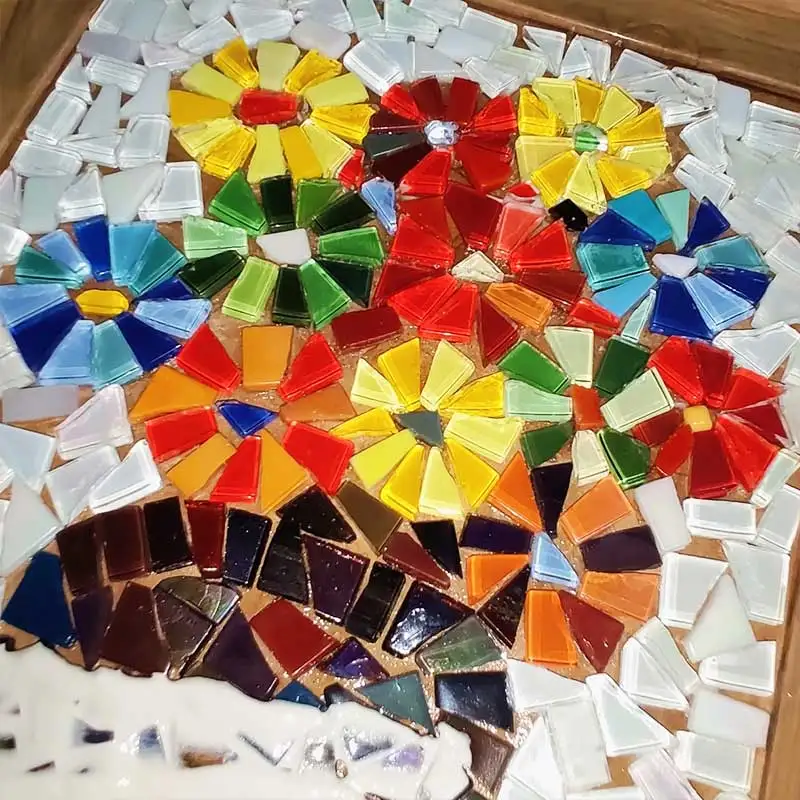 

Diy taobao 100g stained glass Irregular colored fragments DIY creative craft Mosaic mosaic art Glass granules Translucent 917