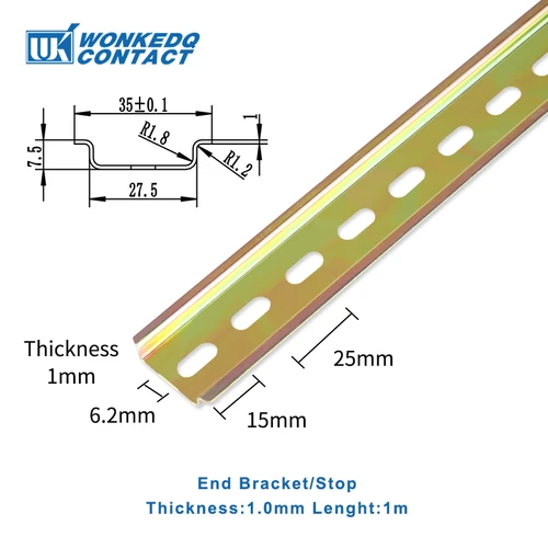 Imagen 2 del producto Carril DIN NS35/7,5 acero/aluminio espesor 1mm/1,5mm NS 35-S/AL montaje bloque de terminales instalación gabinete eléctrico C45