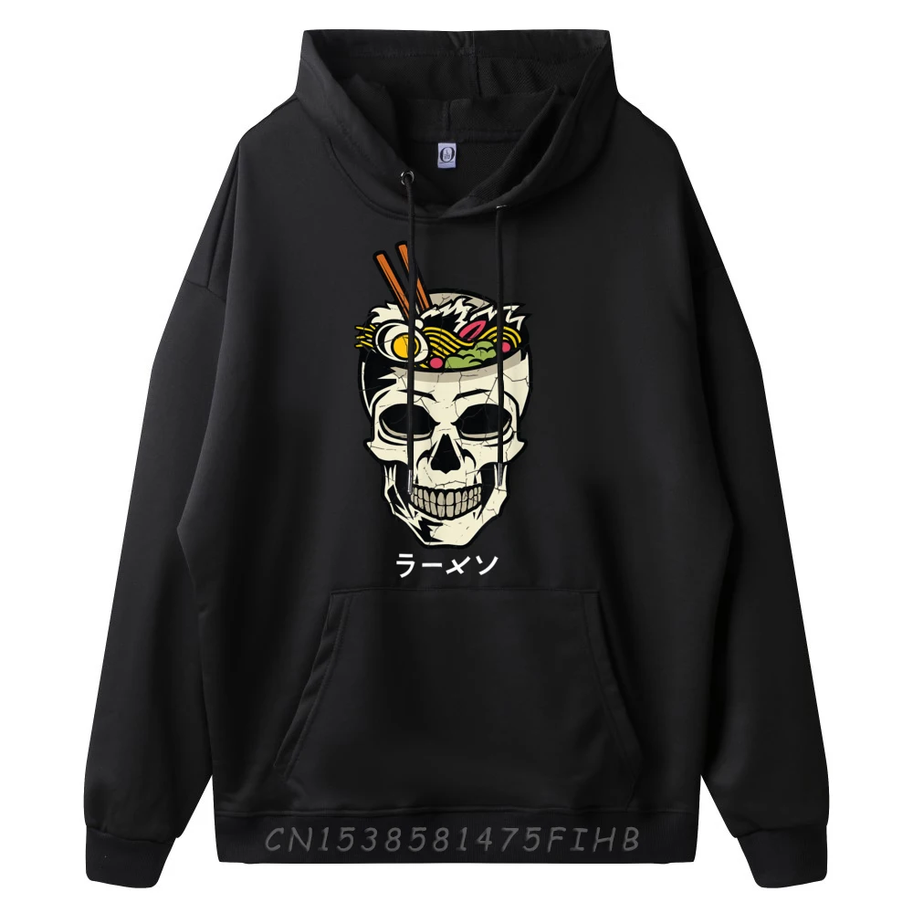 Vintage Japanese Ramen Noodles Skull Brain Graphic Vintage Sweatshirts Man Clothes