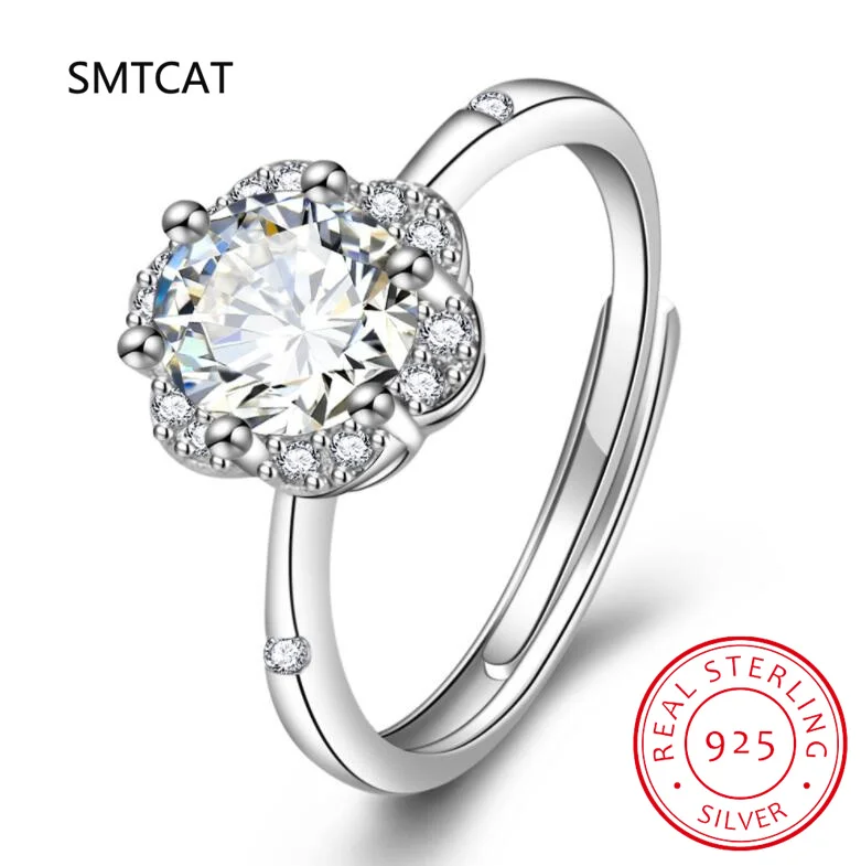 Real 5CT Big Moissanite Diamond Classical Sunflower Ring for Women Gift 925 Sterling Silver Wedding Luxury Fine Jewelry