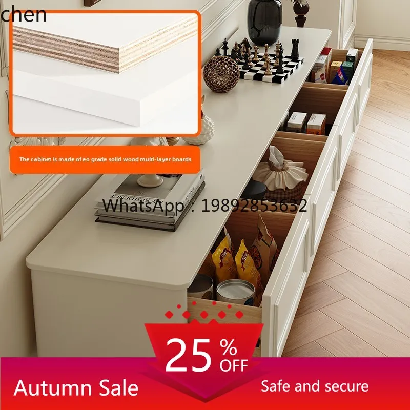 

TV cabinet coffee table combination living room small apartment retro TV cabinet white