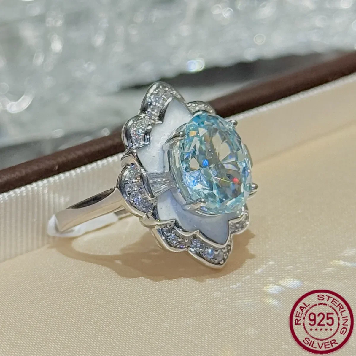 

New popular s925 silver 6ct ice Palaiba color full diamond Louvre architectural style wedding jewelry