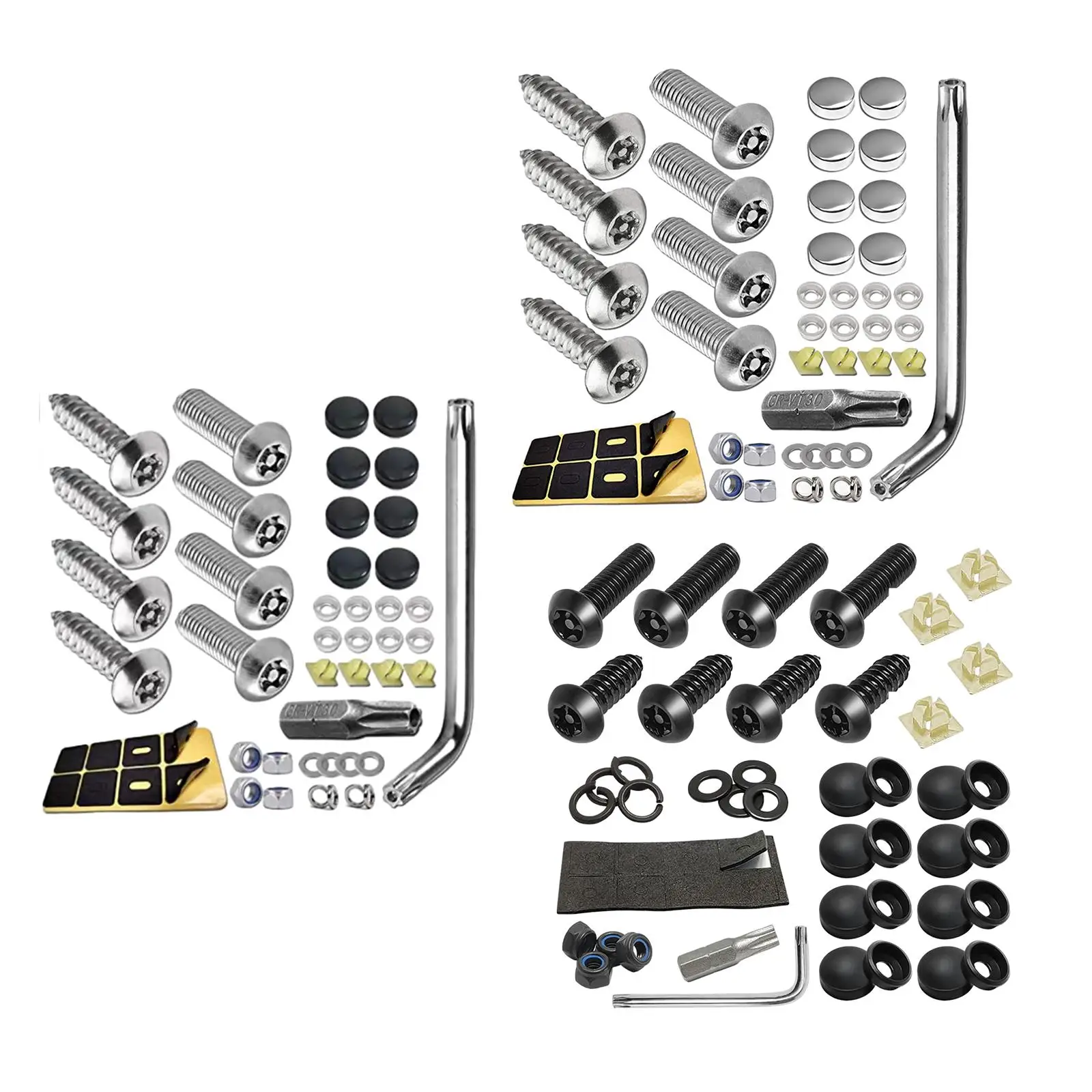 Conjunto de parafusos de placa de licença de aço inoxidável, à prova de ferrugem, hardware de montagem de placa de carro, peças de parafusos de placa de licença de segurança automática