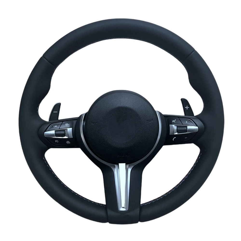 

New upgraded full leather black steering wheel suitable for BMW 430i F30 F15 F16 F20 F21 F25 F26 M5 F10 F11 F06 F07 F12 F13 F01