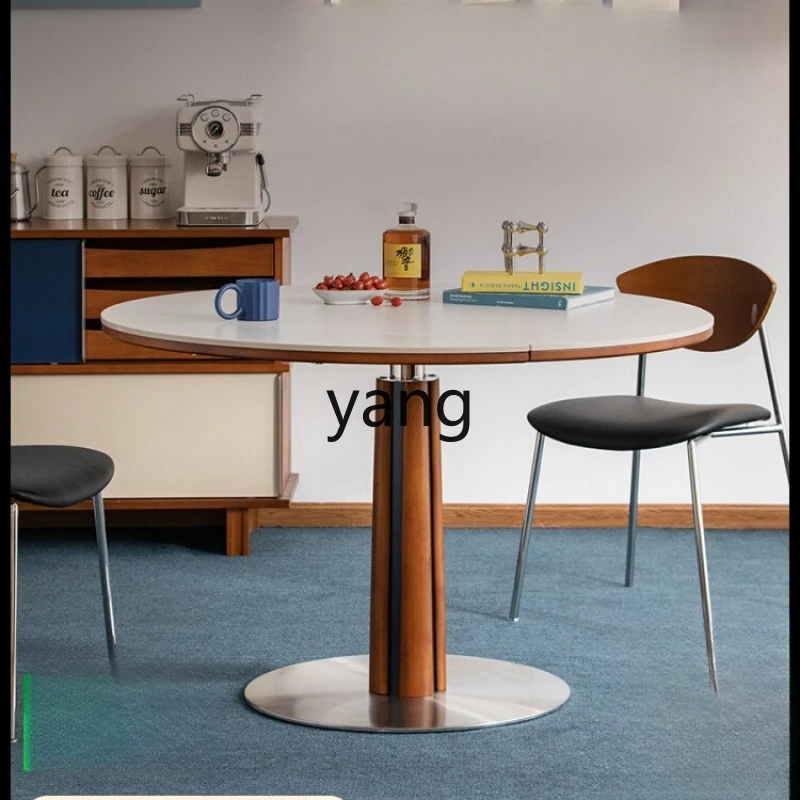 

LZR Small Apartment Dual-use Retro Style Extendable Round Table and Chair Set