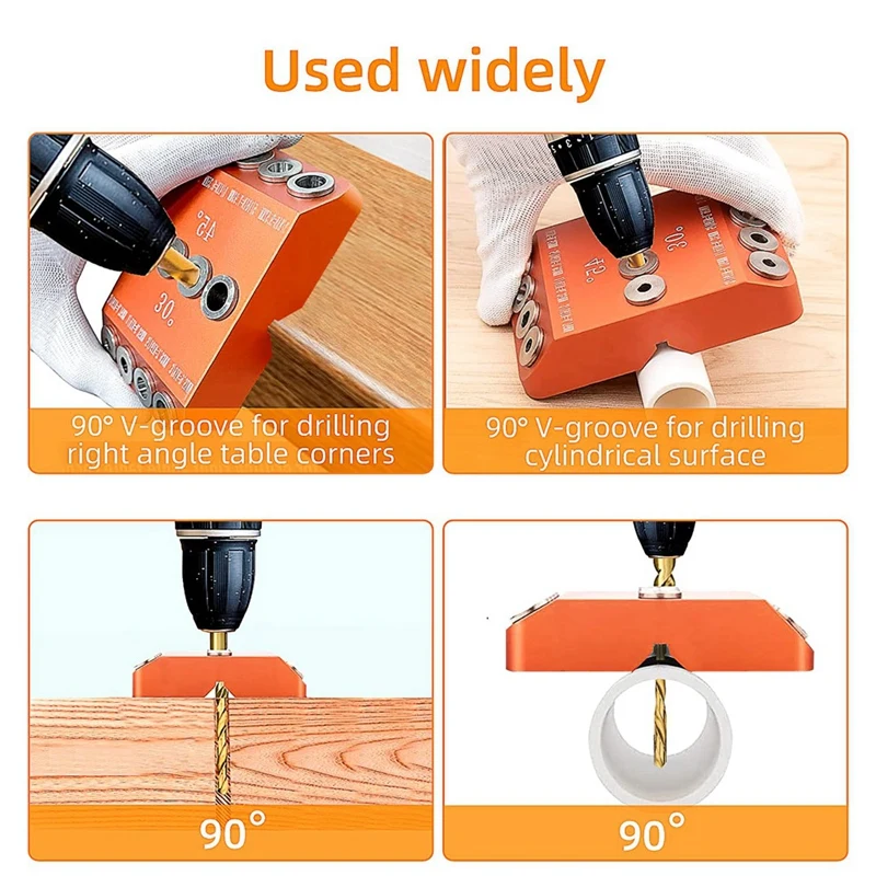 Drill Guide 30 45 90 Degree Angle 4 Size Drill Hole Lag Screw Drill Template Jig For DIY Wood Crafts Stair Wire Handrail Durable