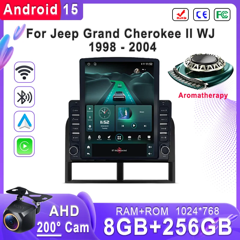 

Автомобиль Android 15 для Jeep Grand Cherokee II WJ 1998-2004 GPS-навигация Высокопроизводительный процессор DVD-плеер Автомобильный стерео головное устройство BT