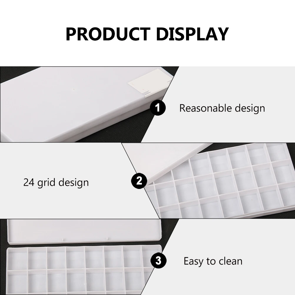 

24 Grid Watercolor Pigment Box 24 Compartments Color Mixer Empty Paint Pan Durable Art Boxes Smooth Surface Painting Trays