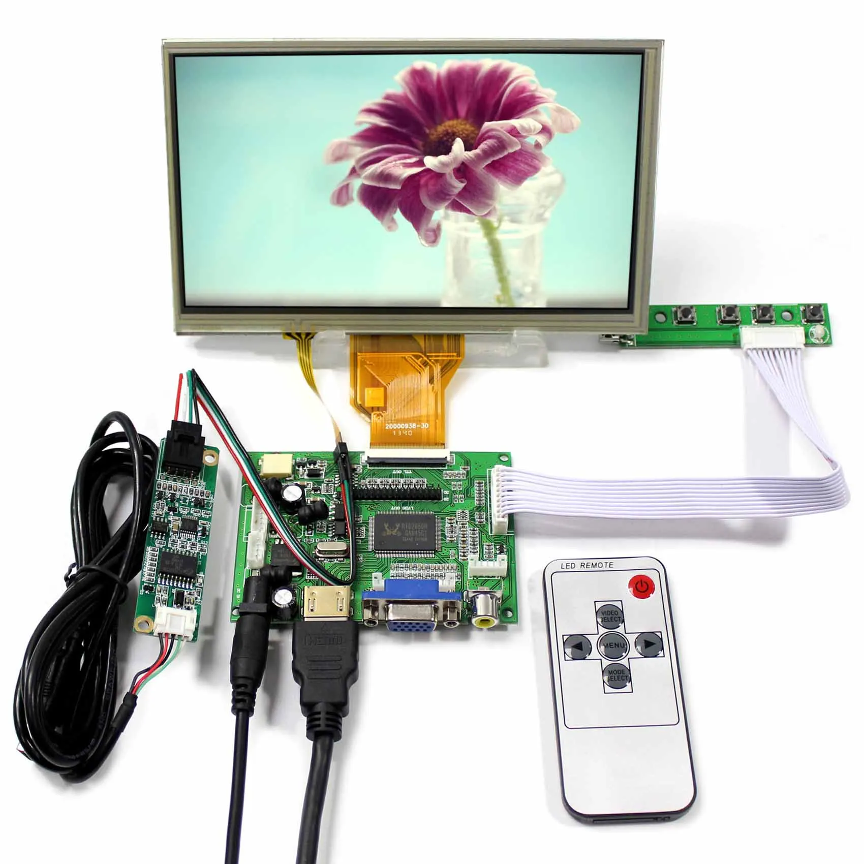 

HD MI VGA 2AV LCD Controller Board+7inch AT070TN90 800X480 LCD Screen With Touch Panel