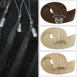 TESS 20inch Micro Loop Hair Extensions Thick Human Hair Micro Link 1g/strand Micro Ring 50pcs Straight Natural Hair Extensions