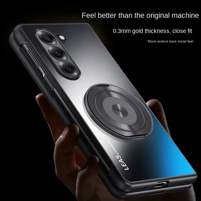 Роскошный автомобильный держатель с металлическим магнитным кольцом для Samsung Galaxy Z Fold 7, 6, 5, 4, 3, противоударные подставки Mag-safe, защитный чехол