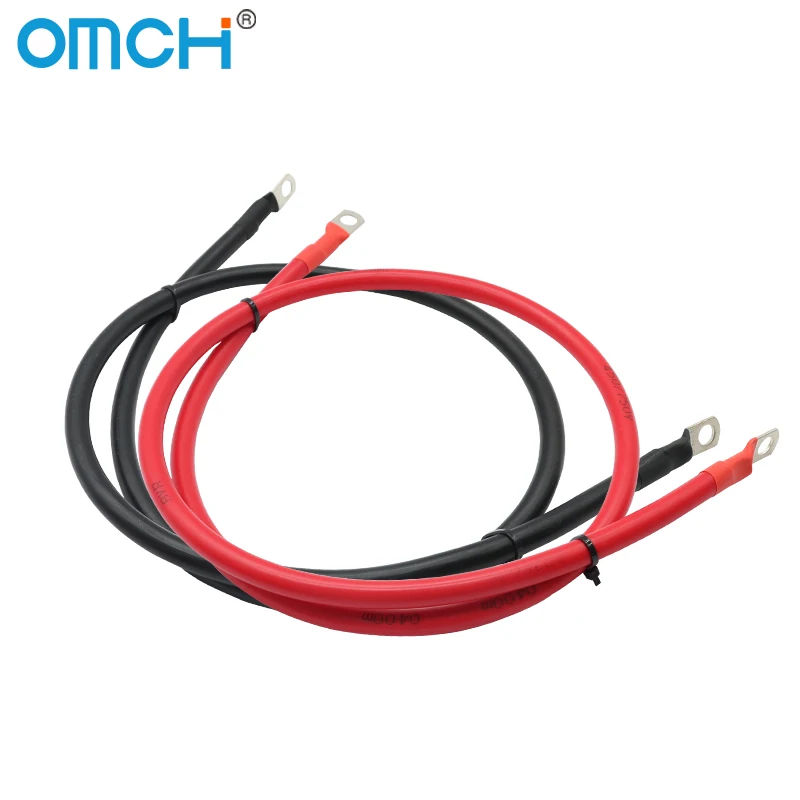 OMCH 6/4 AWG Battery Connection Cable 16/25mm2 Copper Wire with SC M6 M8 Lug For Solar Inverter,Battery,Car ,UPS .Set