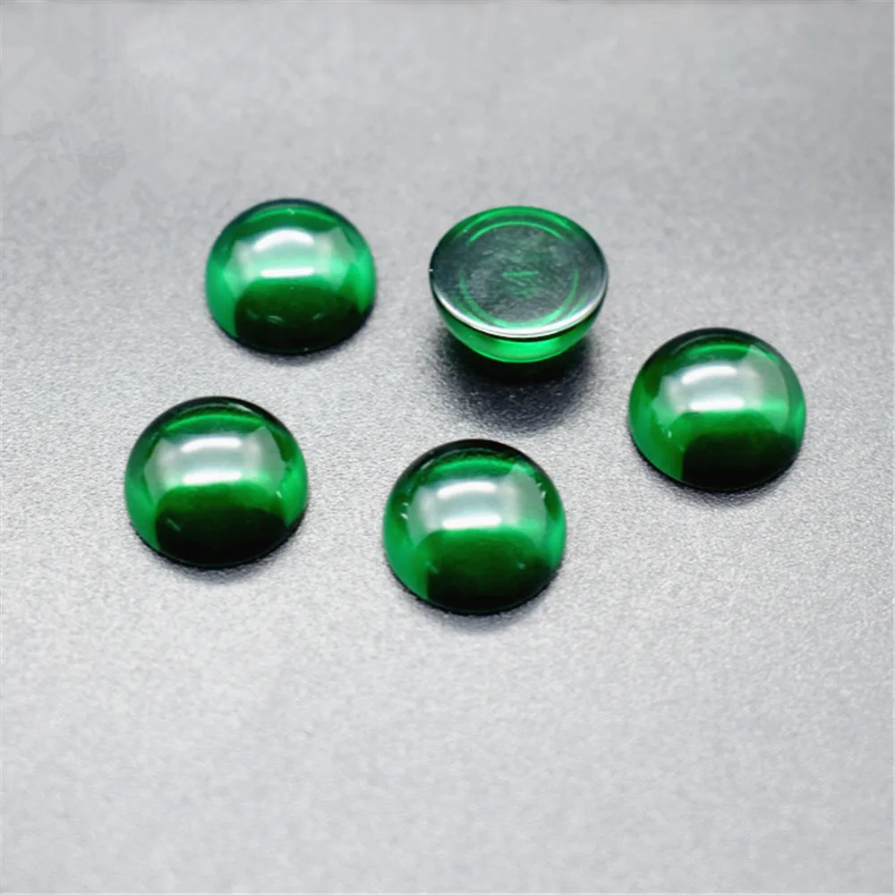 Emerald Round Cabochon Smooth Polished Surface Round Vivid Green Emerald Cabochon Flat Back ER065 - Image 3