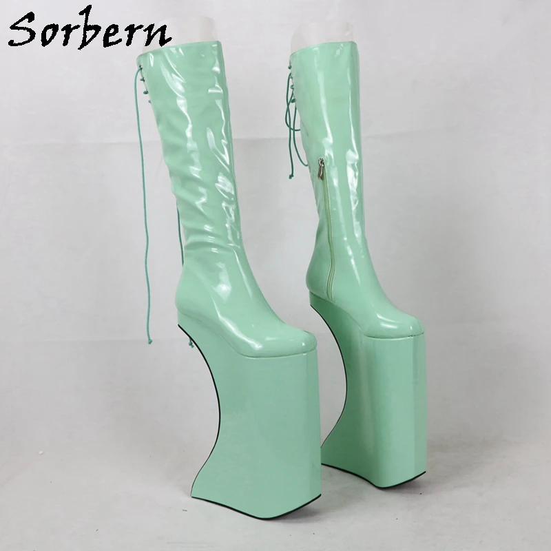 

Sorbern Customized 30cm Drag Queen Boots Unisex Side Zipper Lace Up Back Knee High Ladygaga Insperied Boot Ladies Platform Shoes