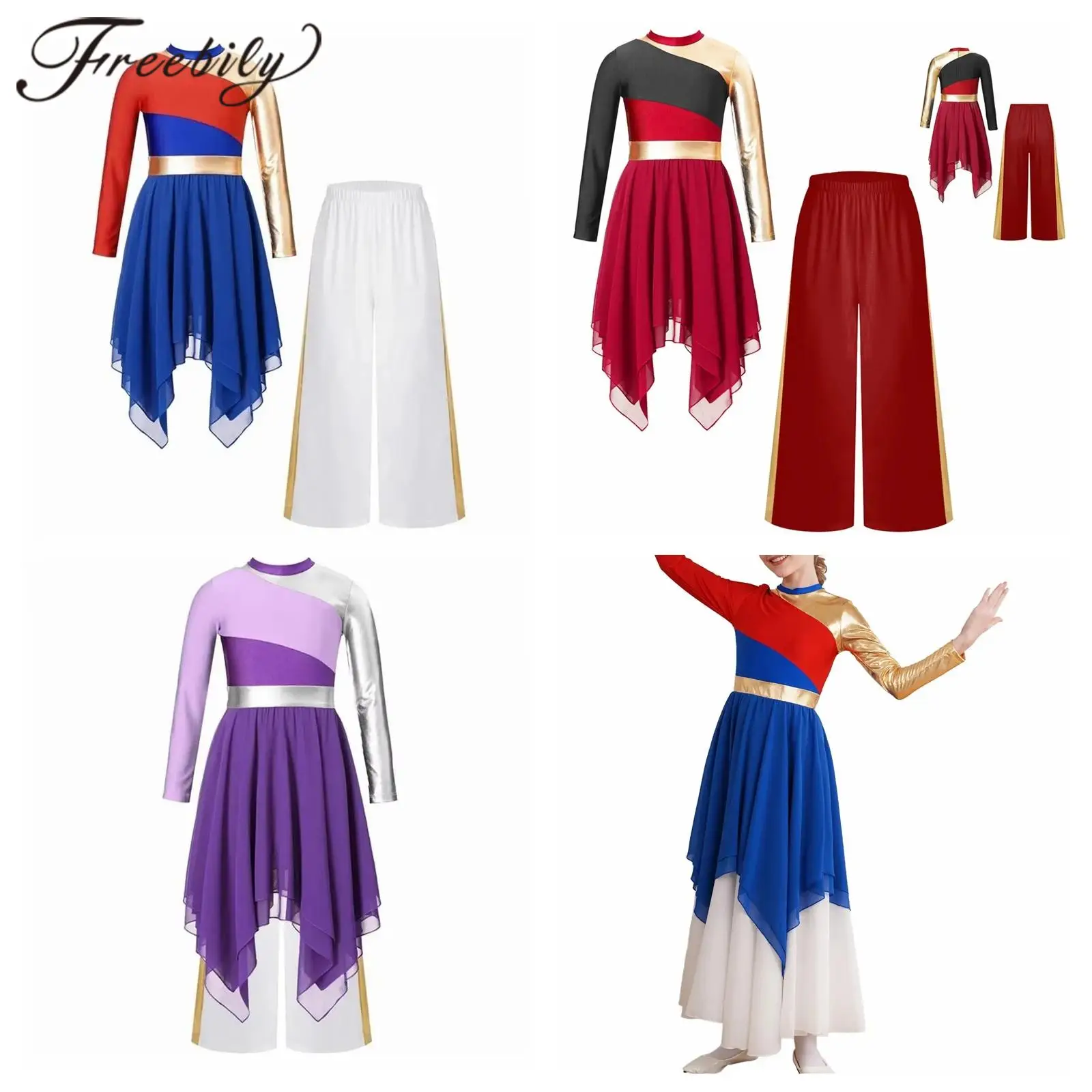 

Детские халаты для девочек, платье для лирических танцев, шифоновое платье с длинными рукавами, современные литургические танцевальные костюмы, танцевальная одежда для подростков