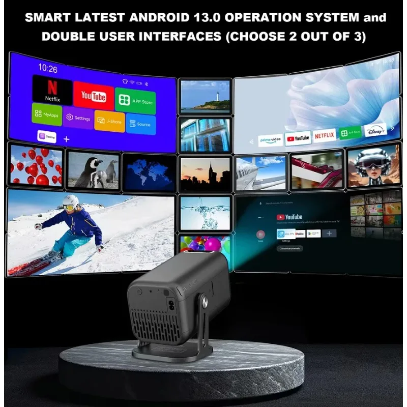 جهاز عرض 4K صغير محمول بسعر خاص لعام 2025 يعمل بنظام أندرويد 13 مسرح منزلي ذكي 5G دليل مدمج 300 ANSI Lumen #4