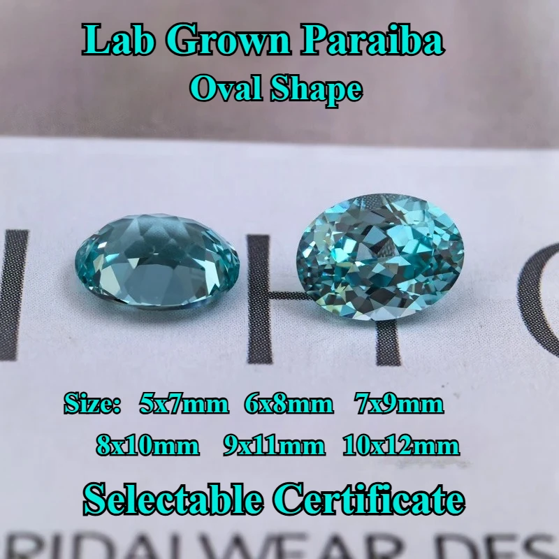 

Top Lab Grown Paraiba Oval Cut Gemstone for DIY Charms Jewelry Making Pendant Bracelet Rings Materials Selectable Certificate