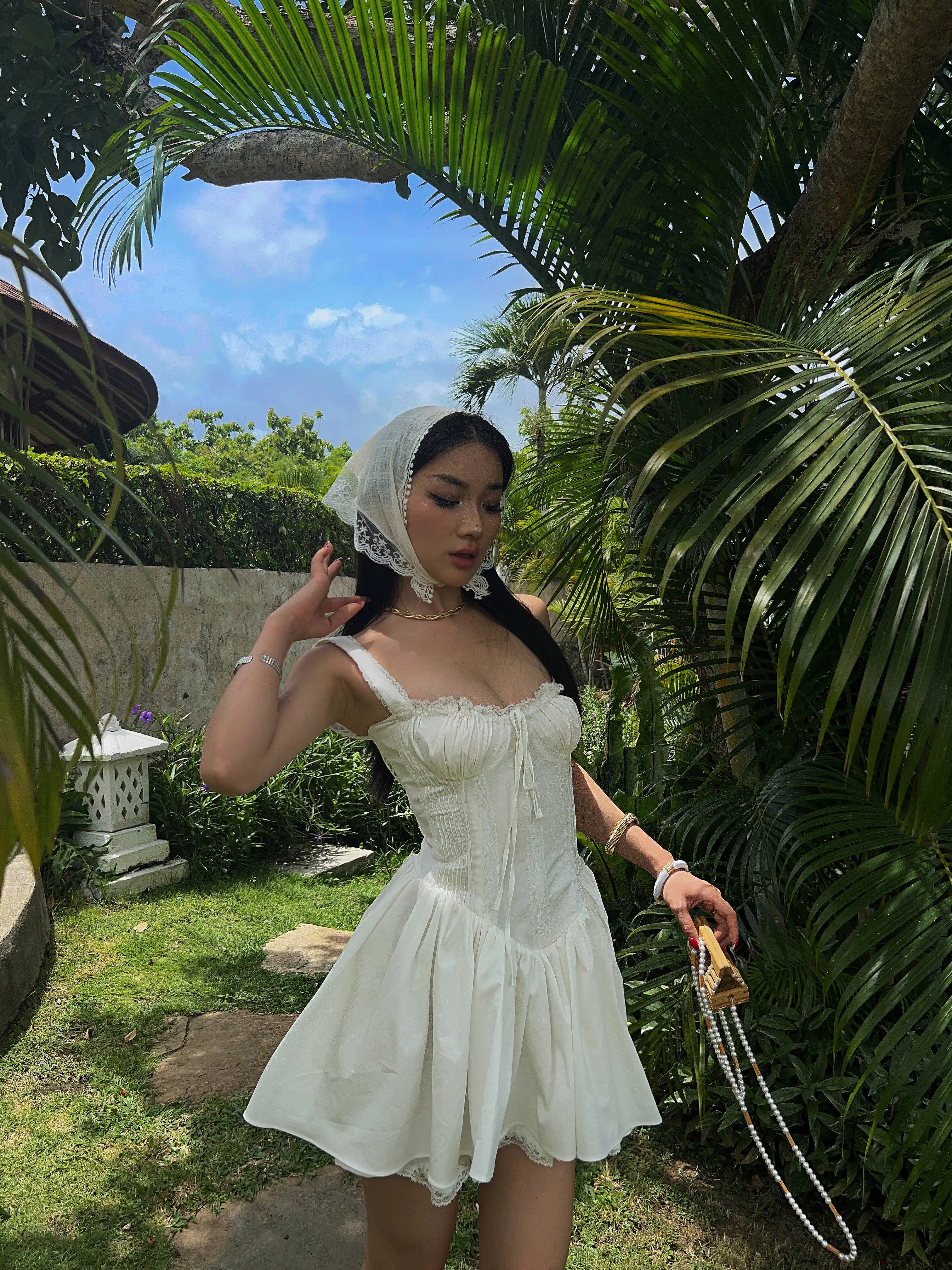

Women Summer Pietra Creamy Dream Lace Corset Tuscany Serenade Milkmaid Mini Dress
