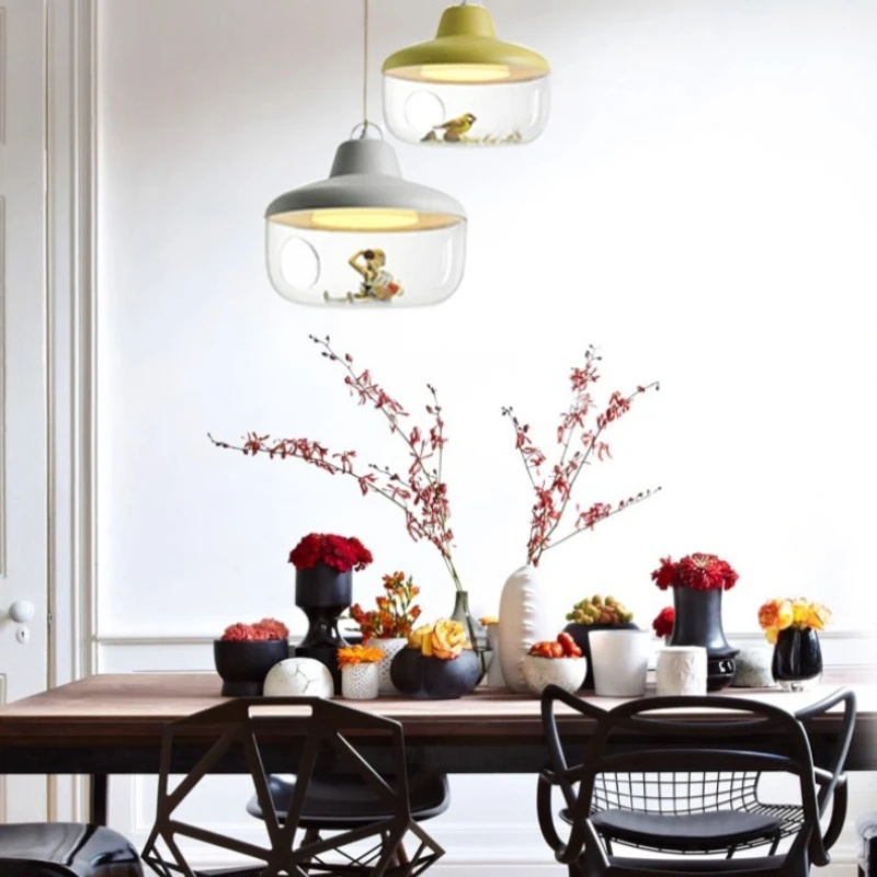 الشمال الجوف خارج الاكريليك الفن مصابيح متدلية شخصية الإبداعية مطعم بار متجر الملابس مصمم تركيبات الإضاءة LED #6