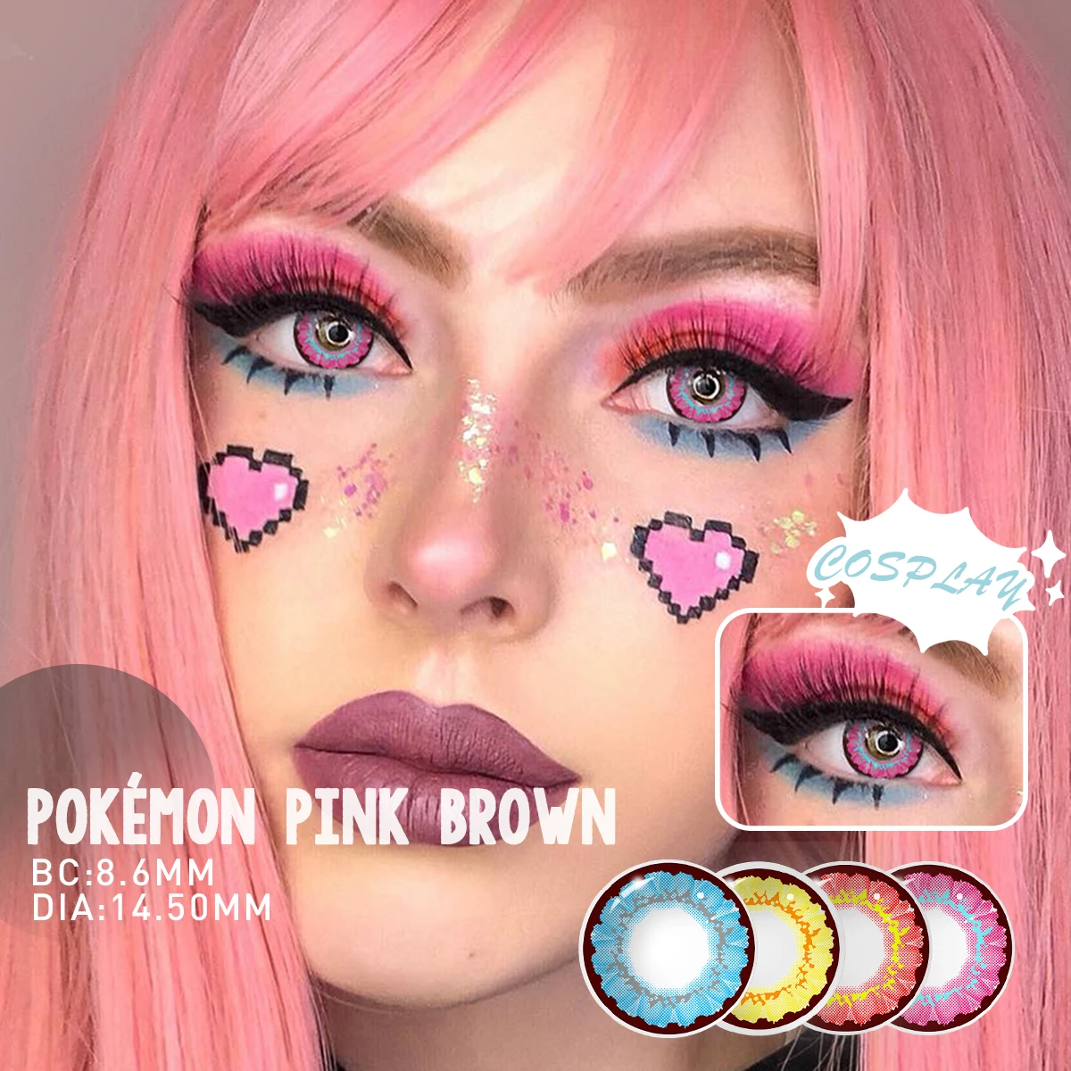 Lalens 6-Monats-Farbige Kontaktlinsen Rot Kleine Pupille Weiche Crazy-Linsen für Coser Anime Cosplay Mode Party Augenkontakte