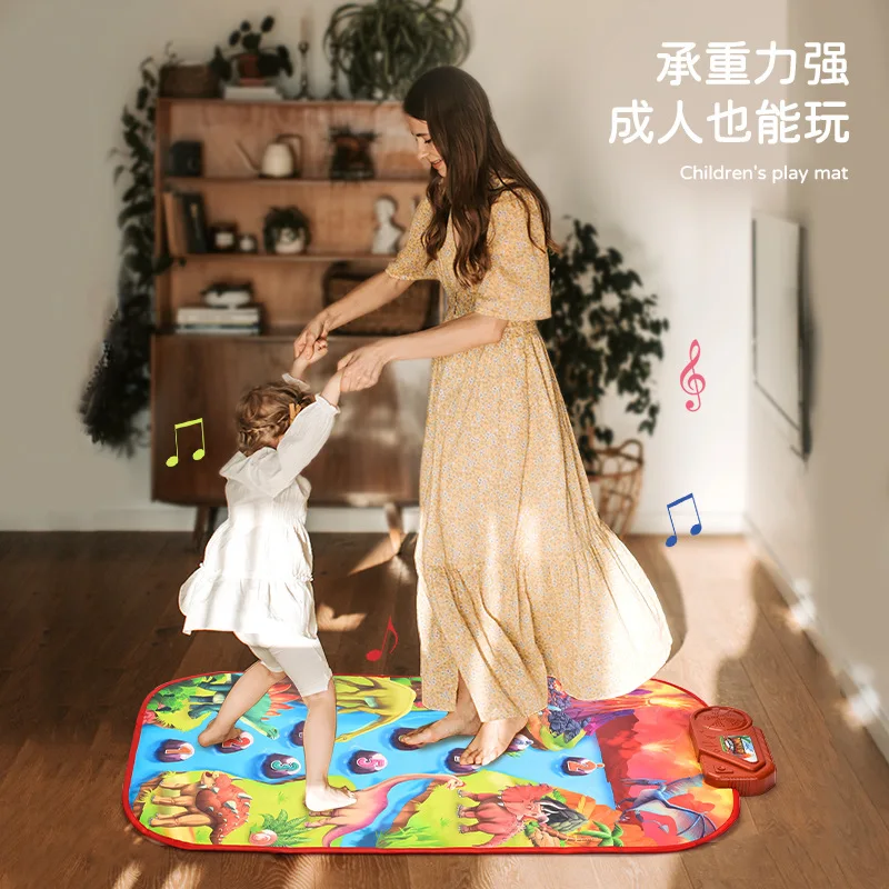 Dancing Mat Electronic Music Mat Body Pad Dinosaur with Animal Voice Sports Game Early Educational Toys for kids Touch Play Mats