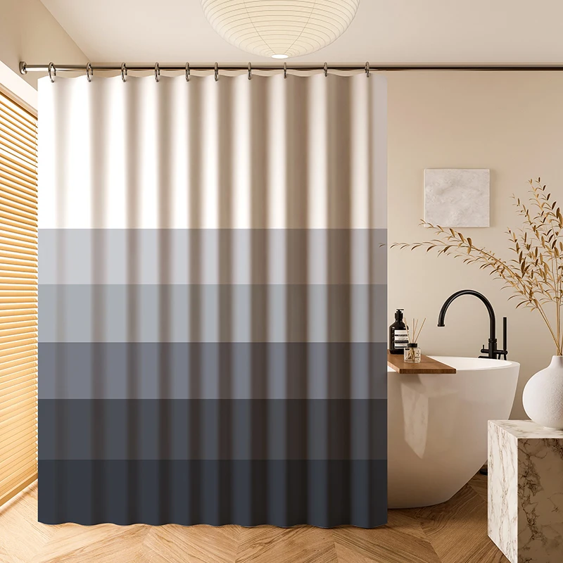 2025 New Shower Curtain Waterproof Bathroom Curtain Modern with Hooks Water Resistant Mould Proof Polyester Fabric