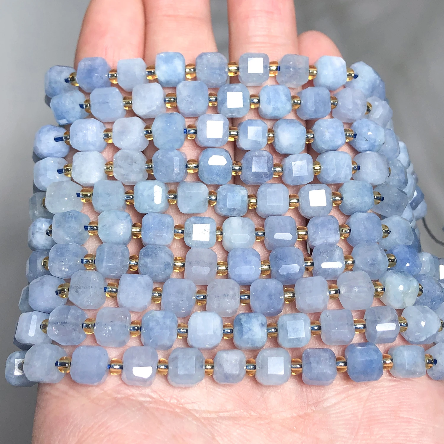 5-8mm AAA+ Faceted Cube Aquamarine Natural Stone Beads Square Spacer Beads for Jewelry Making DIY Charms Bracelets Accessories