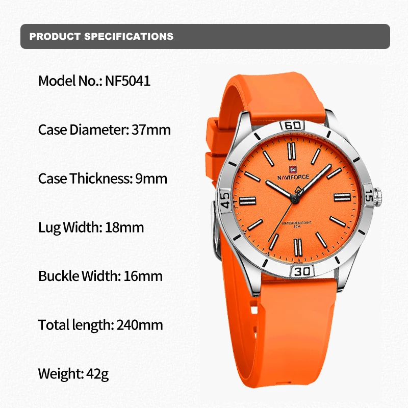 NAVIFORCE Trend Brand Creative Design Women\'s Quartz Watch Casual Simple Ladies Waterproof TPU Strap Wristwatch Relogio Feminino