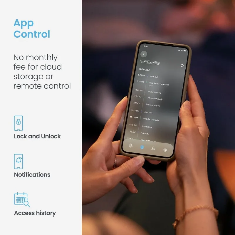 قفل باب ذكي آمن بالإضافة إلى بلوتوث، دخول بدون مفتاح مع PIN Genie ®   لوحة مفاتيح رقمية، مستشعر بصمات الأصابع البيومترية ثلاثية الأبعاد