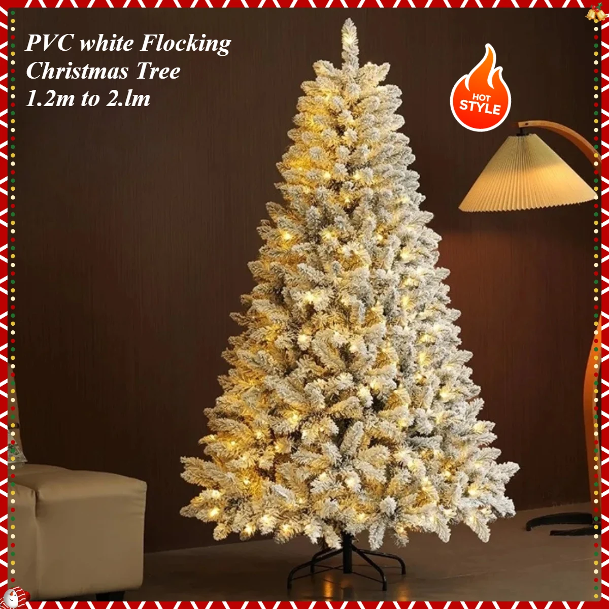 

Artificial PVC Christmas Tree Encryption Cedar Flocked with LED Lights Christmas Tree 1.2m~2.1m Christmas Family Decorations