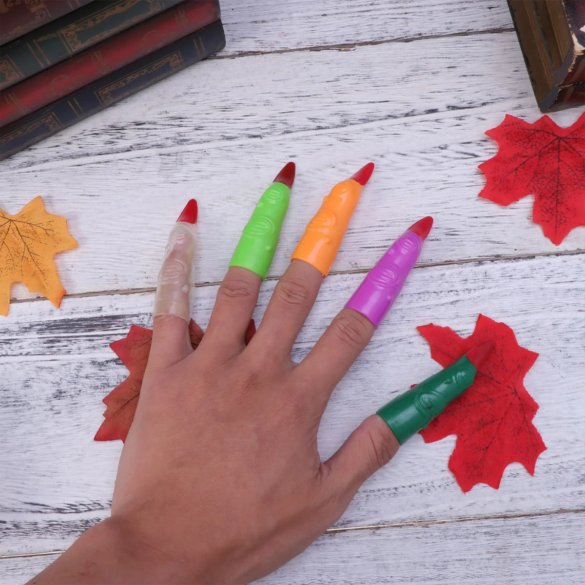 50 Uds. De uñas postizas de Halloween, uñas postizas de plástico aterradoras, accesorios de broma para fiesta, decoración de disfraces, uñas de Halloween