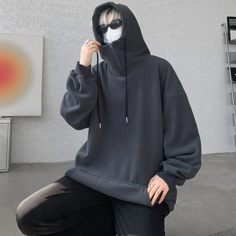 Plusขนาด8XL-Mฤดูใบไม้ร่วงPolarขนแกะHoodieผู้ชายกลับPatchworkแฟชั่นลําลองHoodiesคู่หลวมHooded Streetwearเสื้อกันหนาว