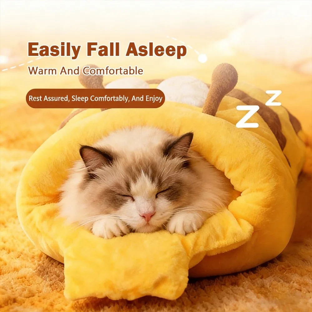 

Новый спальный мешок для кошек с медовым горшком, утолщенная теплая морозостойкая кровать для кошек с медовым наполнением, моющаяся кровать для кошек для домашних животных