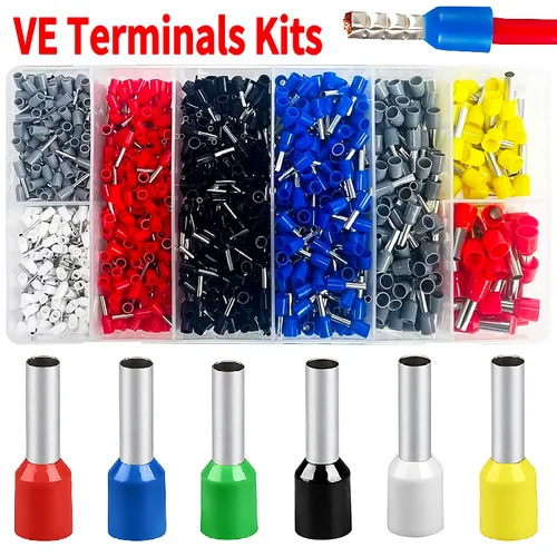 ​ ​ 200-1900 Uds E0508/E7508/E1008 terminales de engarzado |   Conectores de anillo preaislados para cableado eléctrico y uso industrial ​