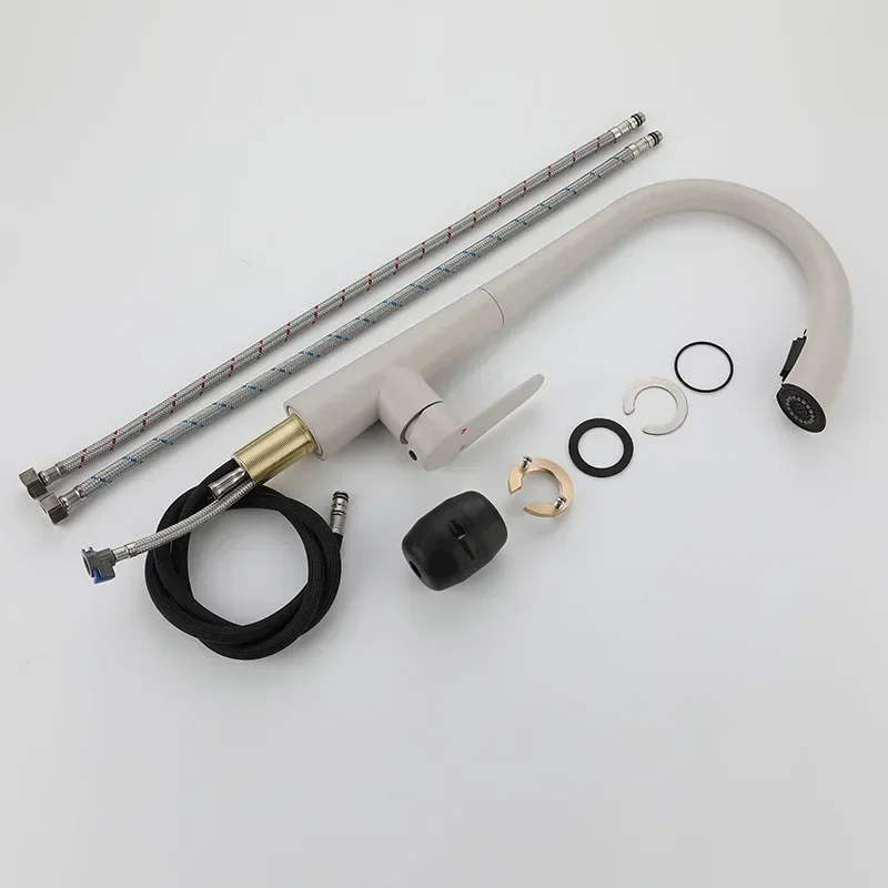 

Stainless steel oatmeal kitchen sink pull-out rotary hot and cold mixer faucet