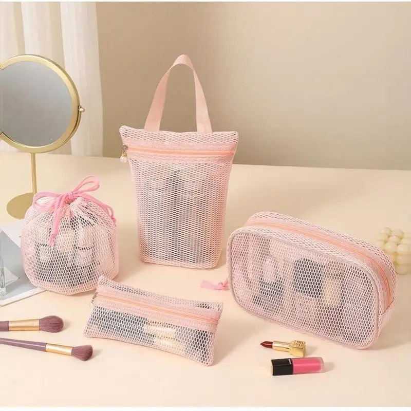 Große Kapazität Mesh-Kosmetiktasche Atmungsaktives Netz Transparenter Reise-Make-up-Organizer Glatter Reißverschluss Mehrzweck – Detail 23