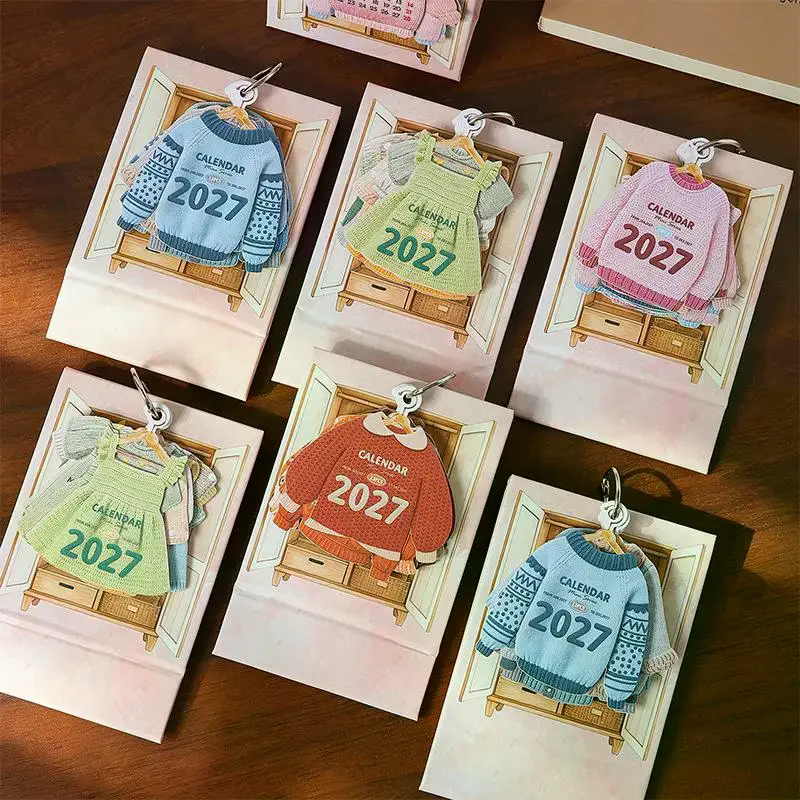 2027 Creative Desktop Calendar Clothing Shaped Pages And Ring Binding For Home Office Desk Decor Daily Schedule Arrangement