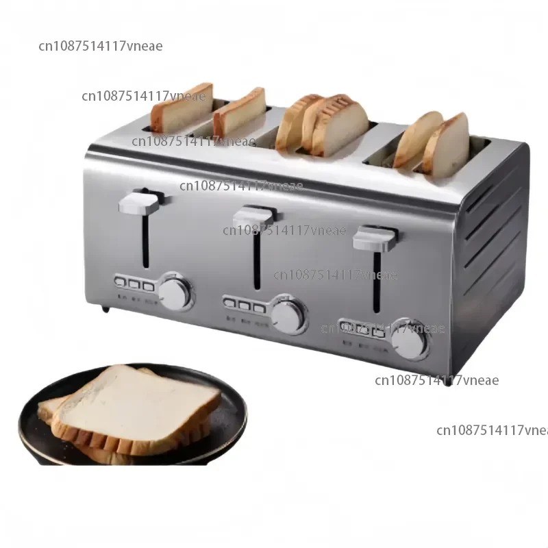 Commercial Wide-Slot Toaster | 4/6-Slice Heated Toast Dispenser, Fully Auto with Adjustable Temp & Time